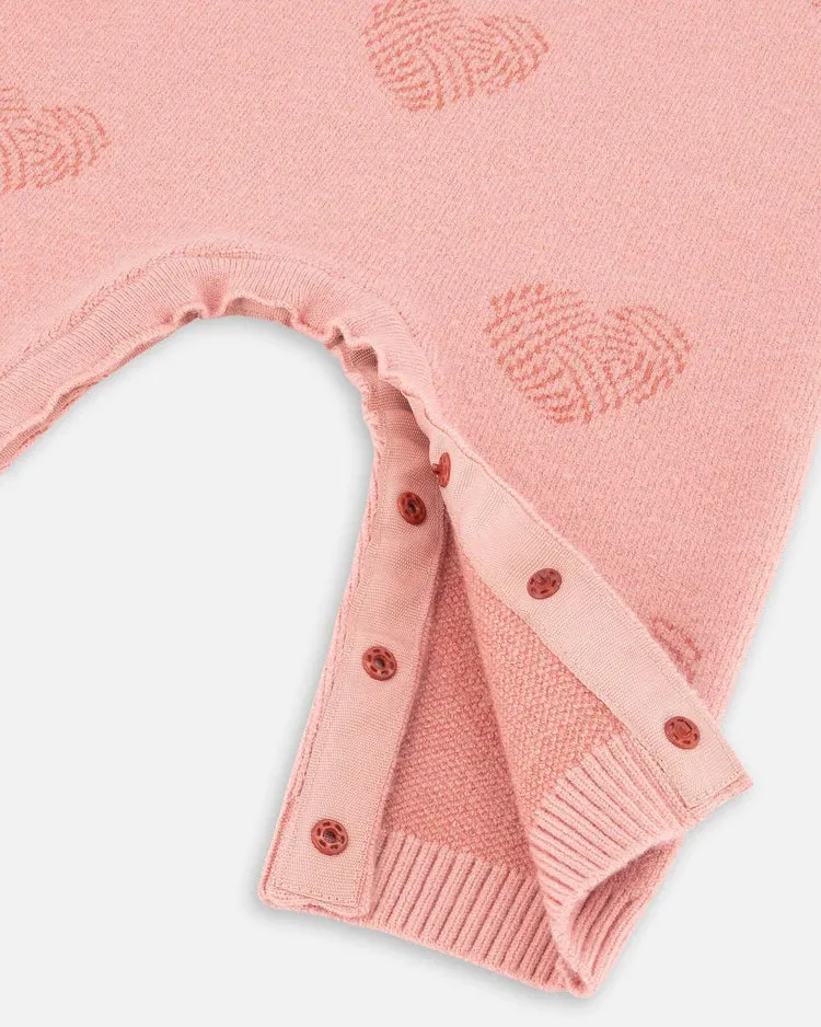 Deux Par Deux Knitted Jumpsuit With Hearts Jaquard