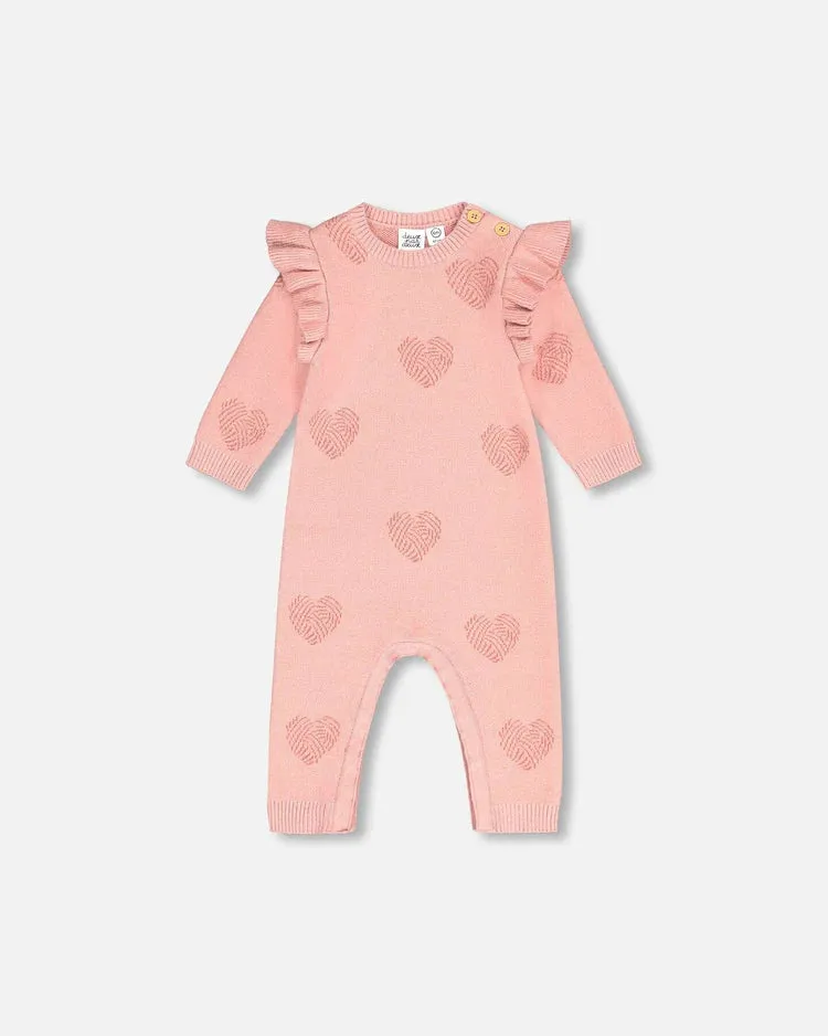Deux Par Deux Knitted Jumpsuit With Hearts Jaquard