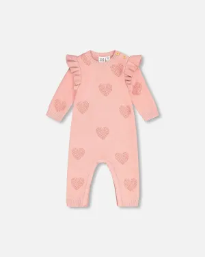 Deux Par Deux Knitted Jumpsuit With Hearts Jaquard