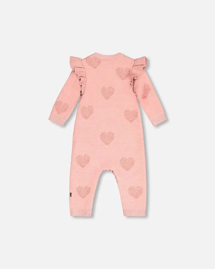 Deux Par Deux Knitted Jumpsuit With Hearts Jaquard