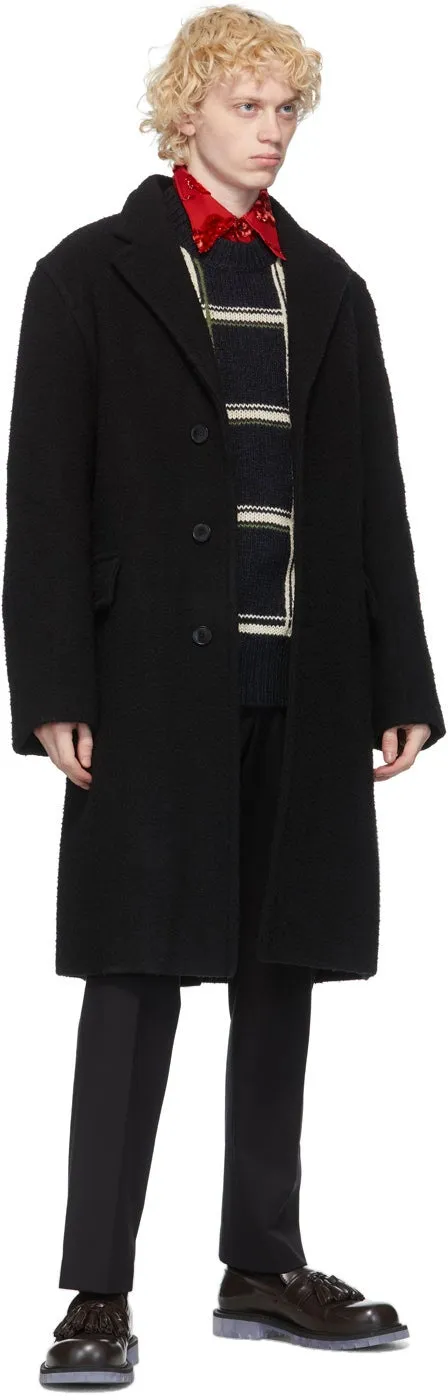 Dries Van Noten Black Wool Check Sweater