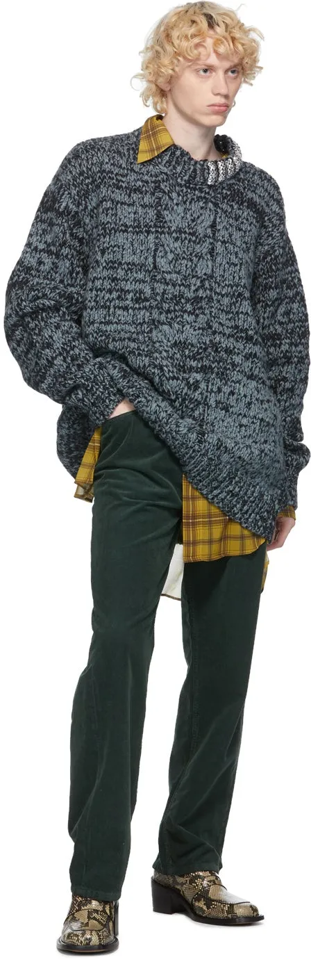 Dries Van Noten Blue Wool Maxi Sweater