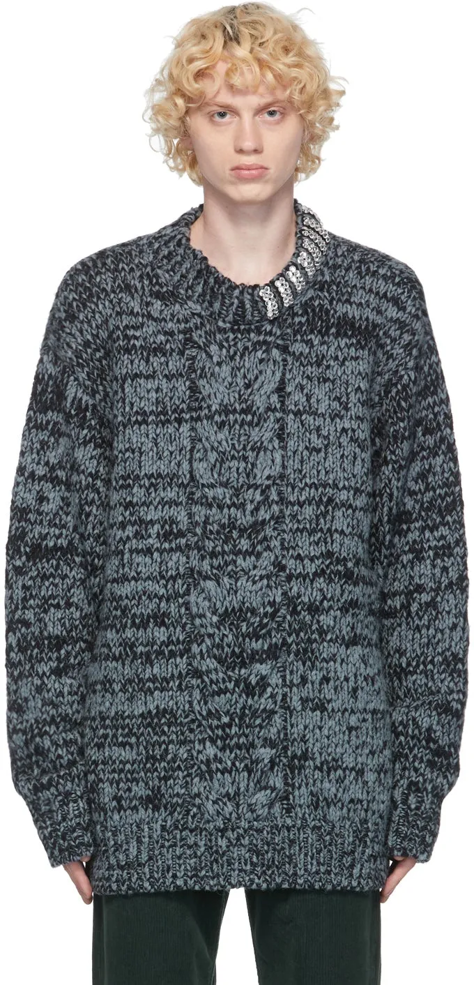 Dries Van Noten Blue Wool Maxi Sweater