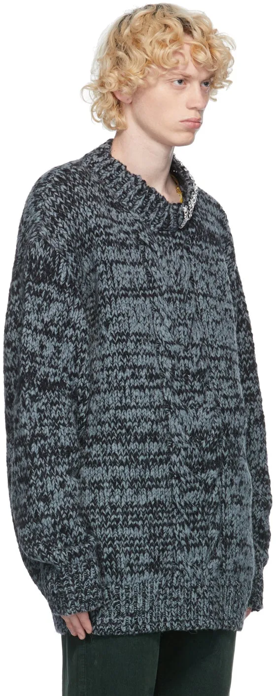 Dries Van Noten Blue Wool Maxi Sweater