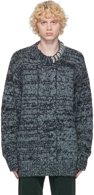 Dries Van Noten Blue Wool Maxi Sweater