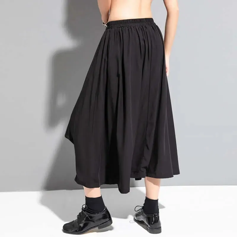 Elegant Black Summer Hakama Palazzo Pants for Women