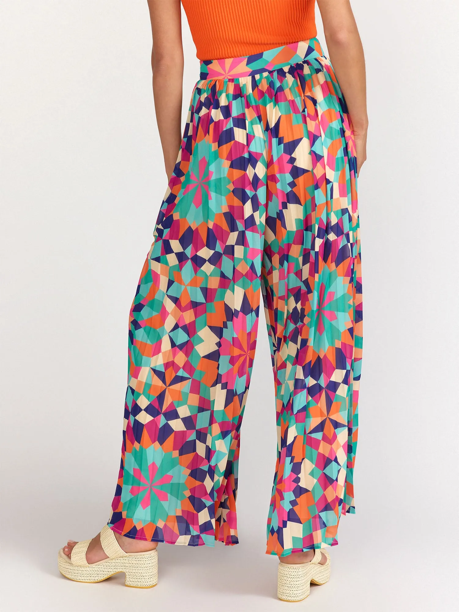 Flying Tomato Pleated Kaleidoscope Printed Wide Leg Pant - Brands We Love