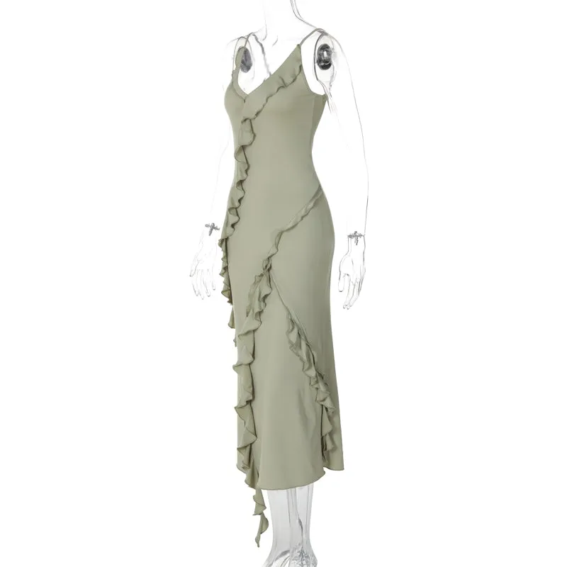 Flytonn-Christmas Outfits New Year's Eve Dress Night Out Club Dresses cute winter outfits Kooper Ruffle Maxi Dress