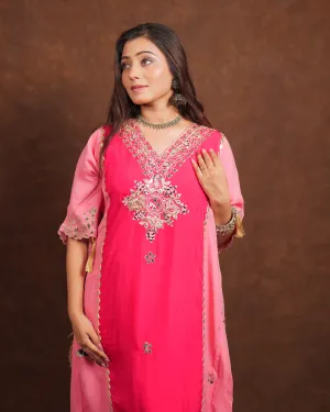 Fully Stitch Organza Kaaftan with heavy plazzoo