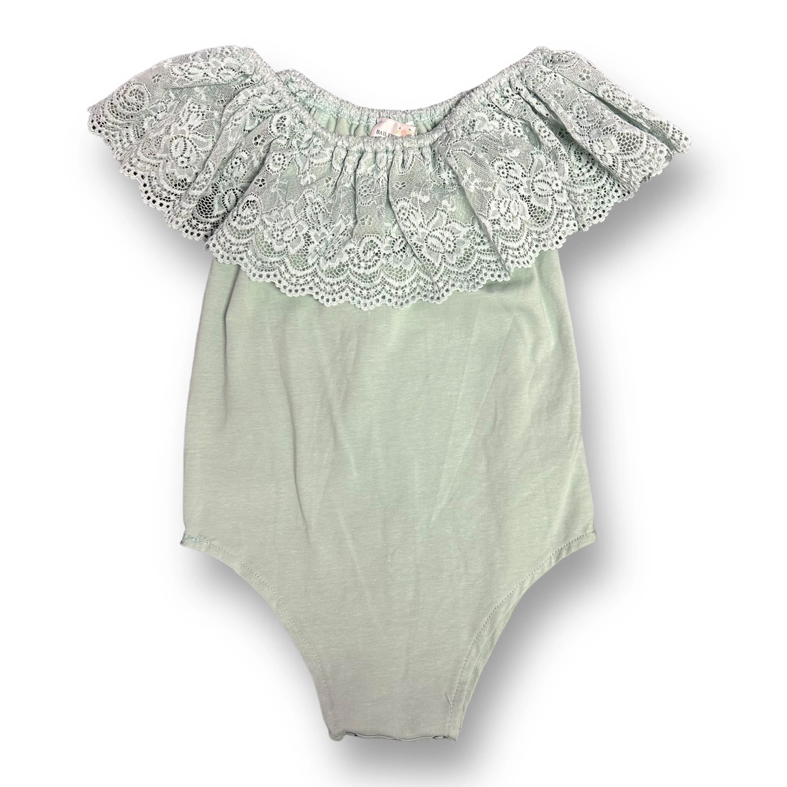 Girls Bailey's Blossoms Size 4T Sage Lace Ruffle Sleeveless Bodysuit