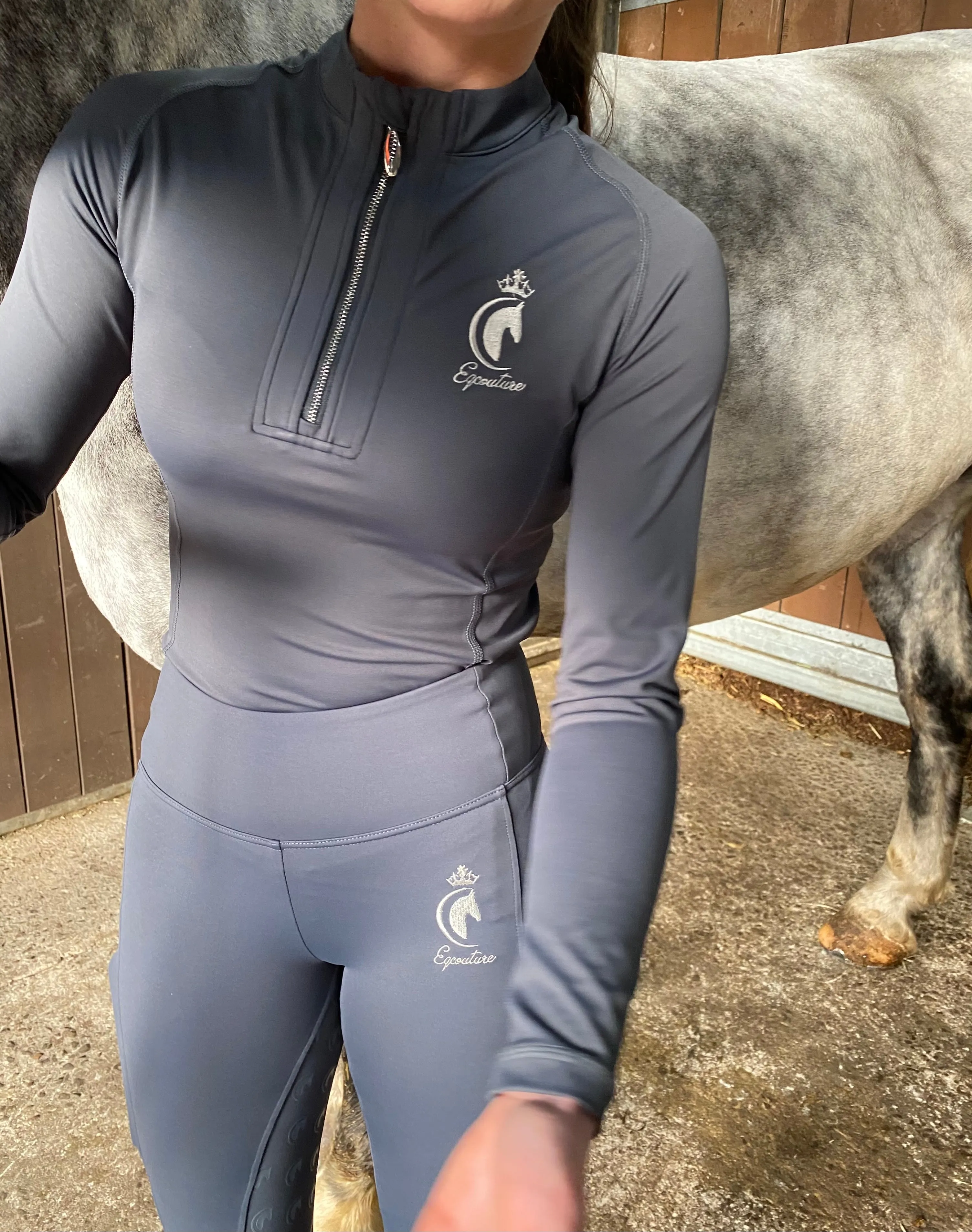 Grey Technical Equestrian Base Layer - URBAN SLATE