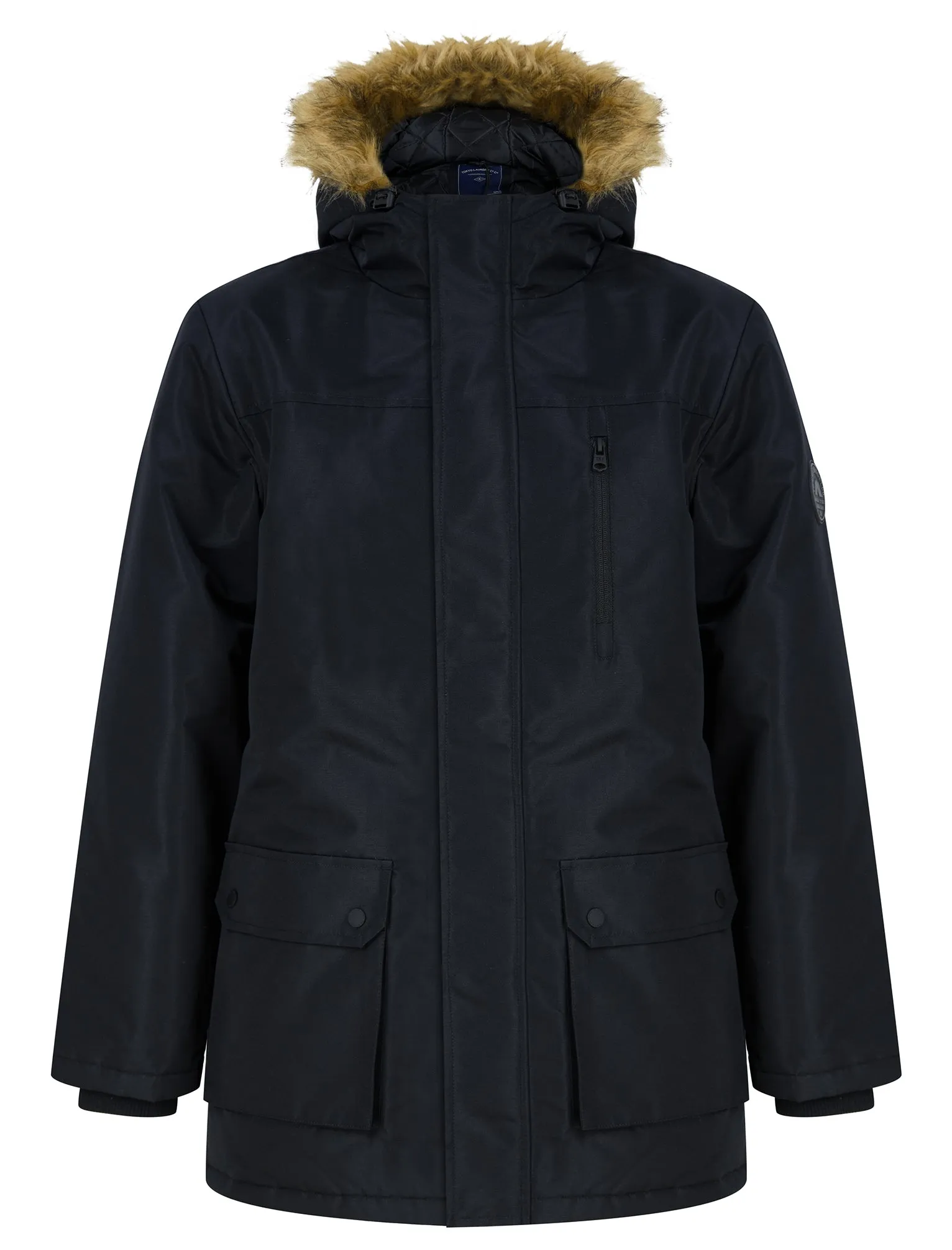 Hawara Taslon Parka Coat with Faux Fur Trim Hood in Black - Tokyo Laundry