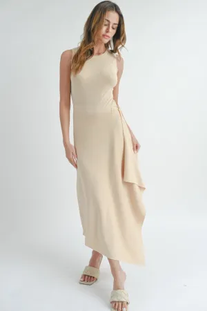 Hot Girl Classic Flow Asymmetrical Maxi Dress In Cream