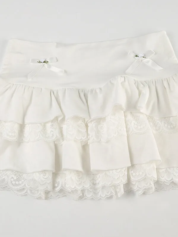Jasmine lace layered skirt