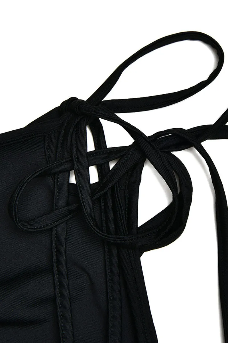 JH778 Drawstring Shoulder Sleeveless Jumpsuit