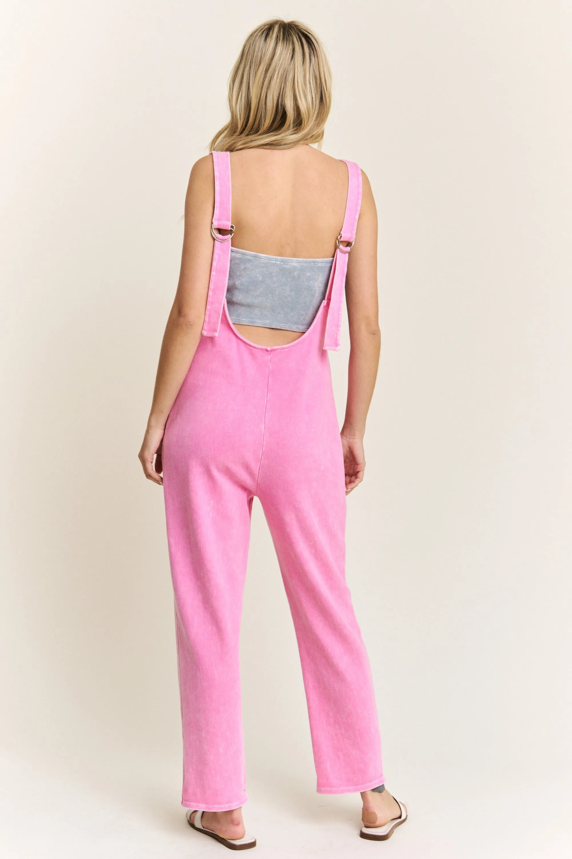 J.Her Mineral Washed Jumpsuit in Bubble Gum