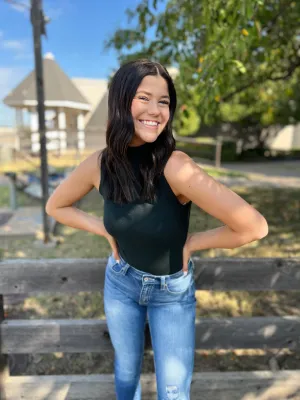 Keep Me Grounded Dark Green Sweater Bodysuit