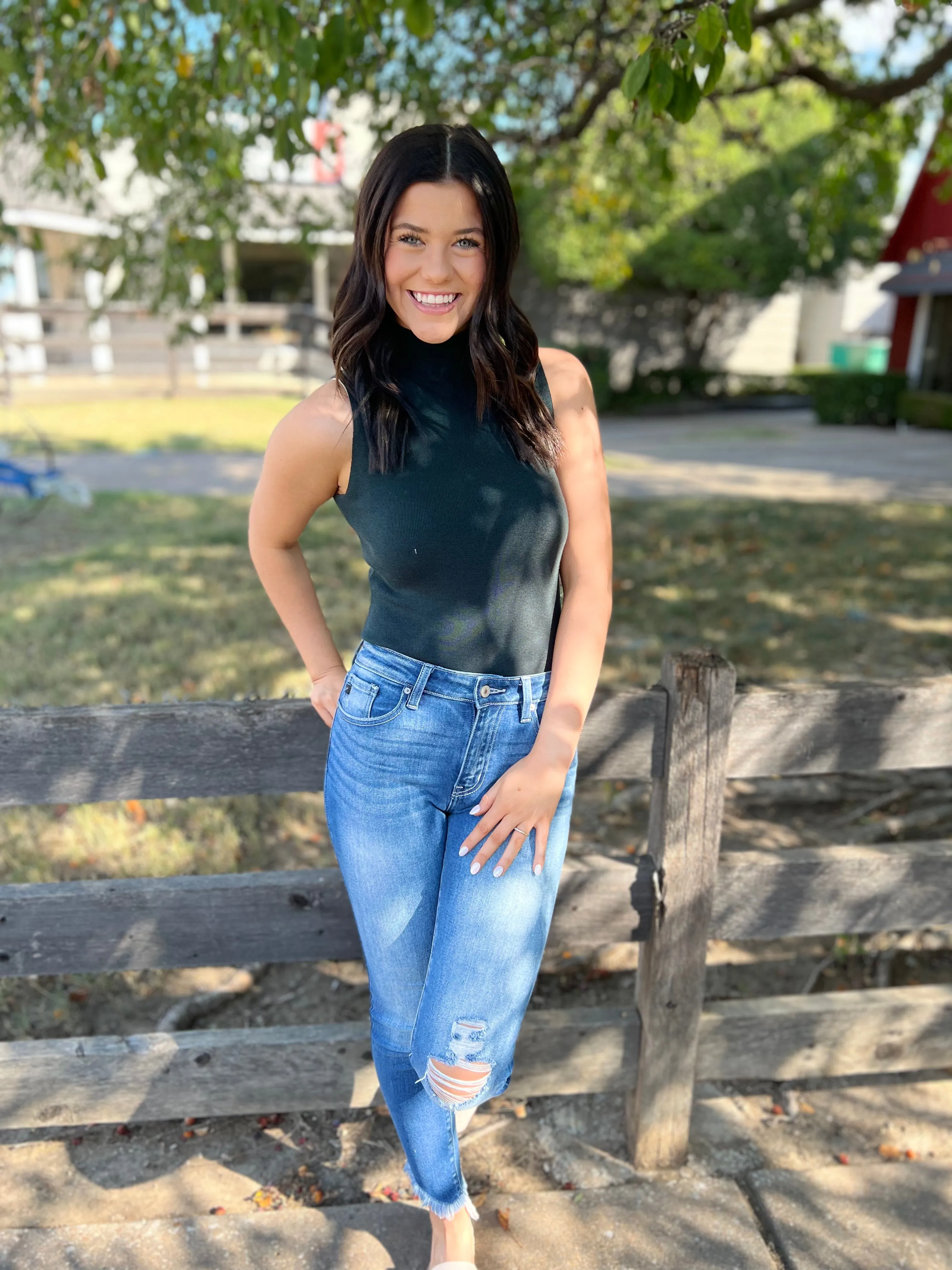 Keep Me Grounded Dark Green Sweater Bodysuit