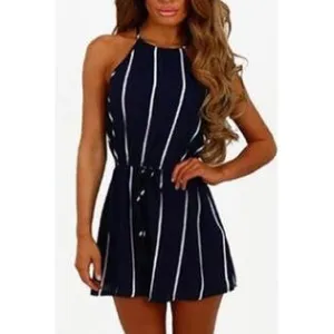 Ketty More Women Striped Halter Neck Jumpsuit-KMWDC6098
