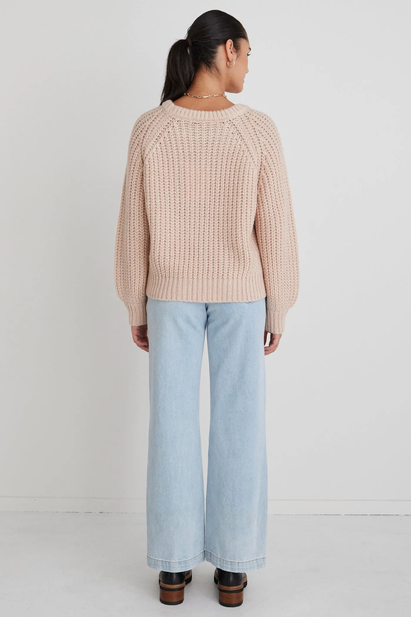 Kind Dusty Blush Chunky Crew Neck Jumper