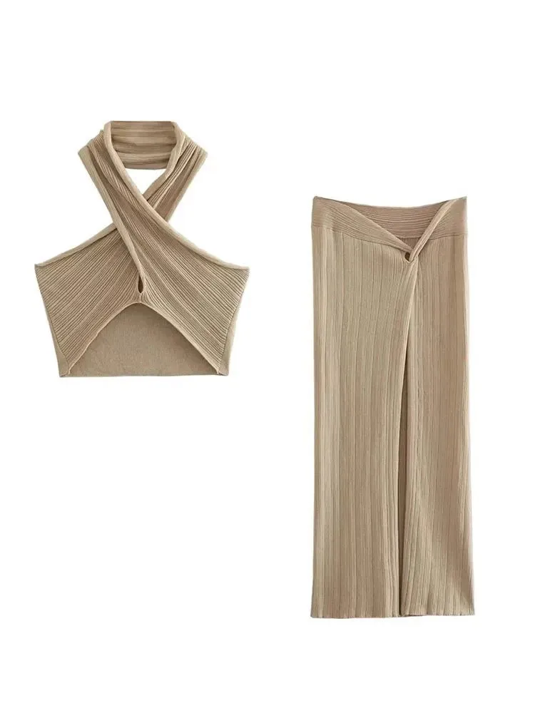 Knotted Knit Skirt and top - 2-Piece Set
