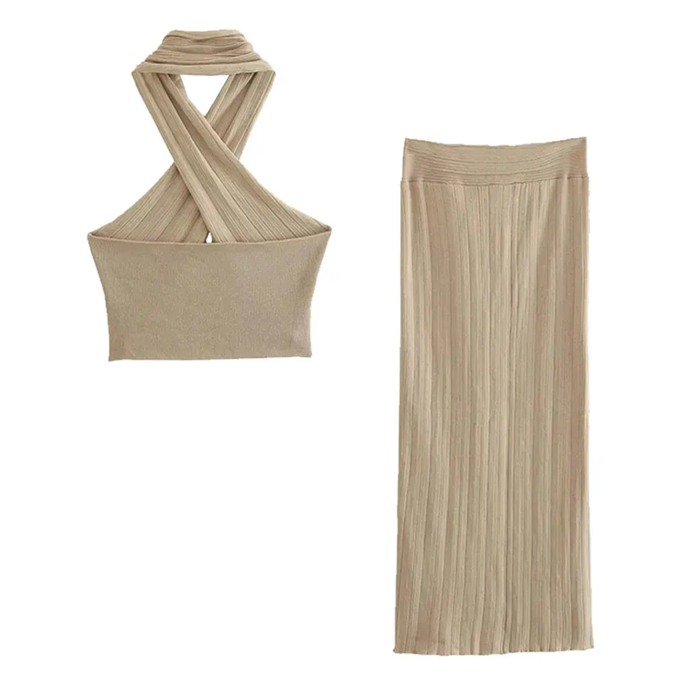 Knotted Knit Skirt and top - 2-Piece Set