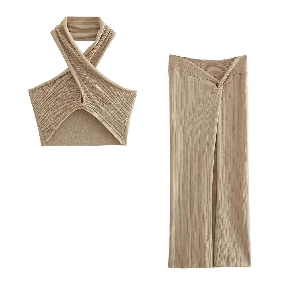 Knotted Knit Skirt and top - 2-Piece Set