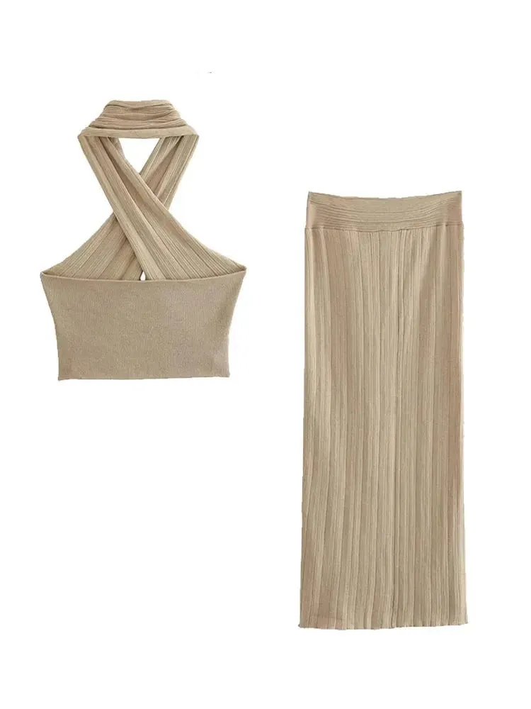 Knotted Knit Skirt and top - 2-Piece Set