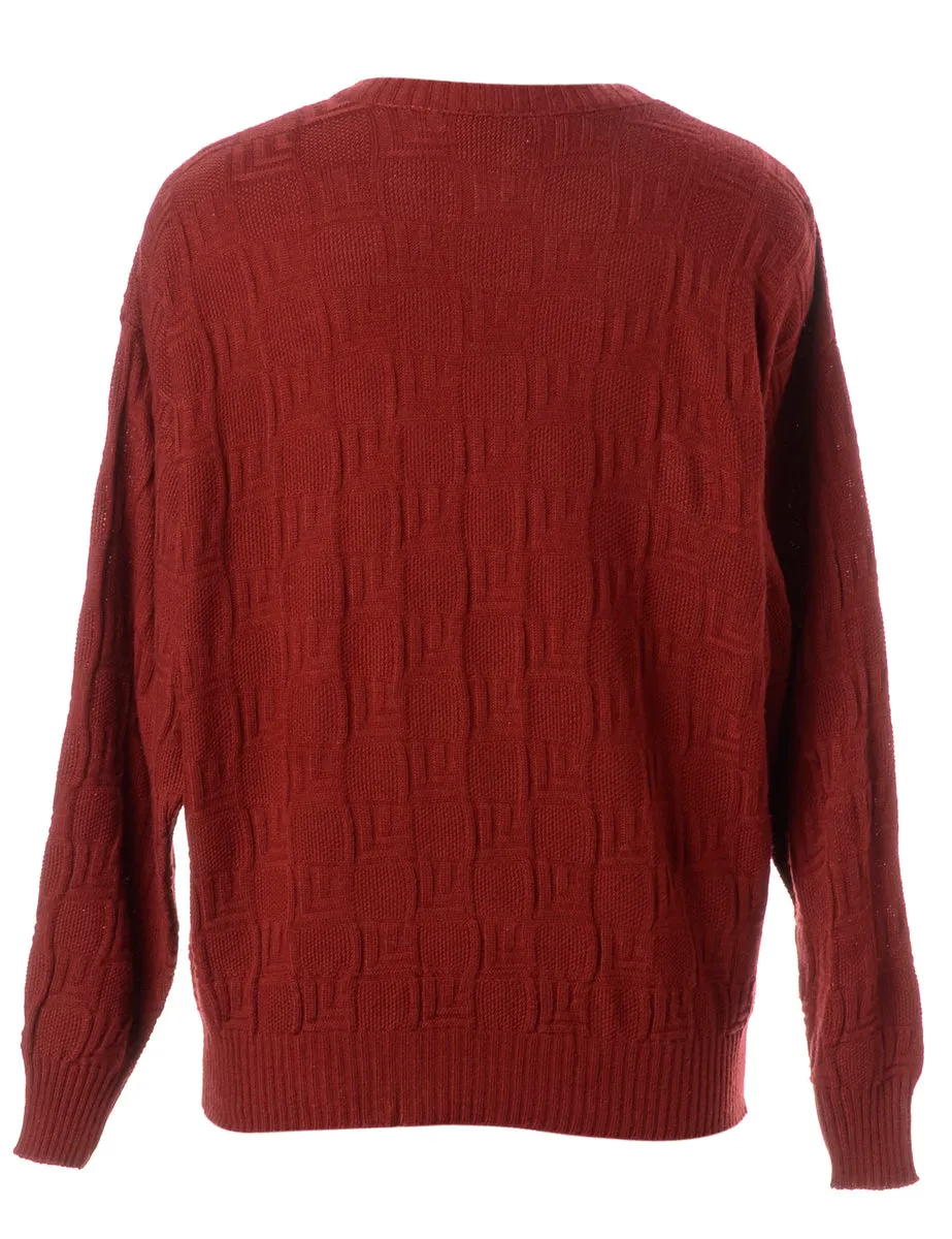 Label Burgundy Zip Front Knitted Jumper
