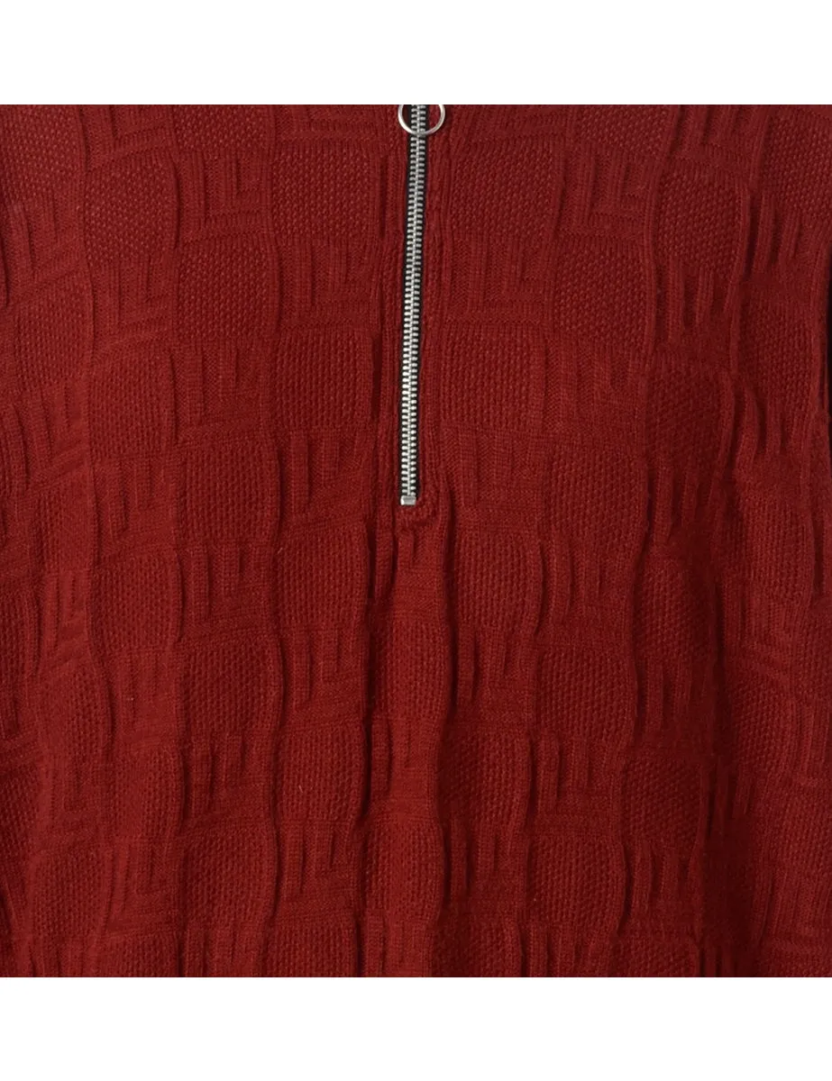 Label Burgundy Zip Front Knitted Jumper