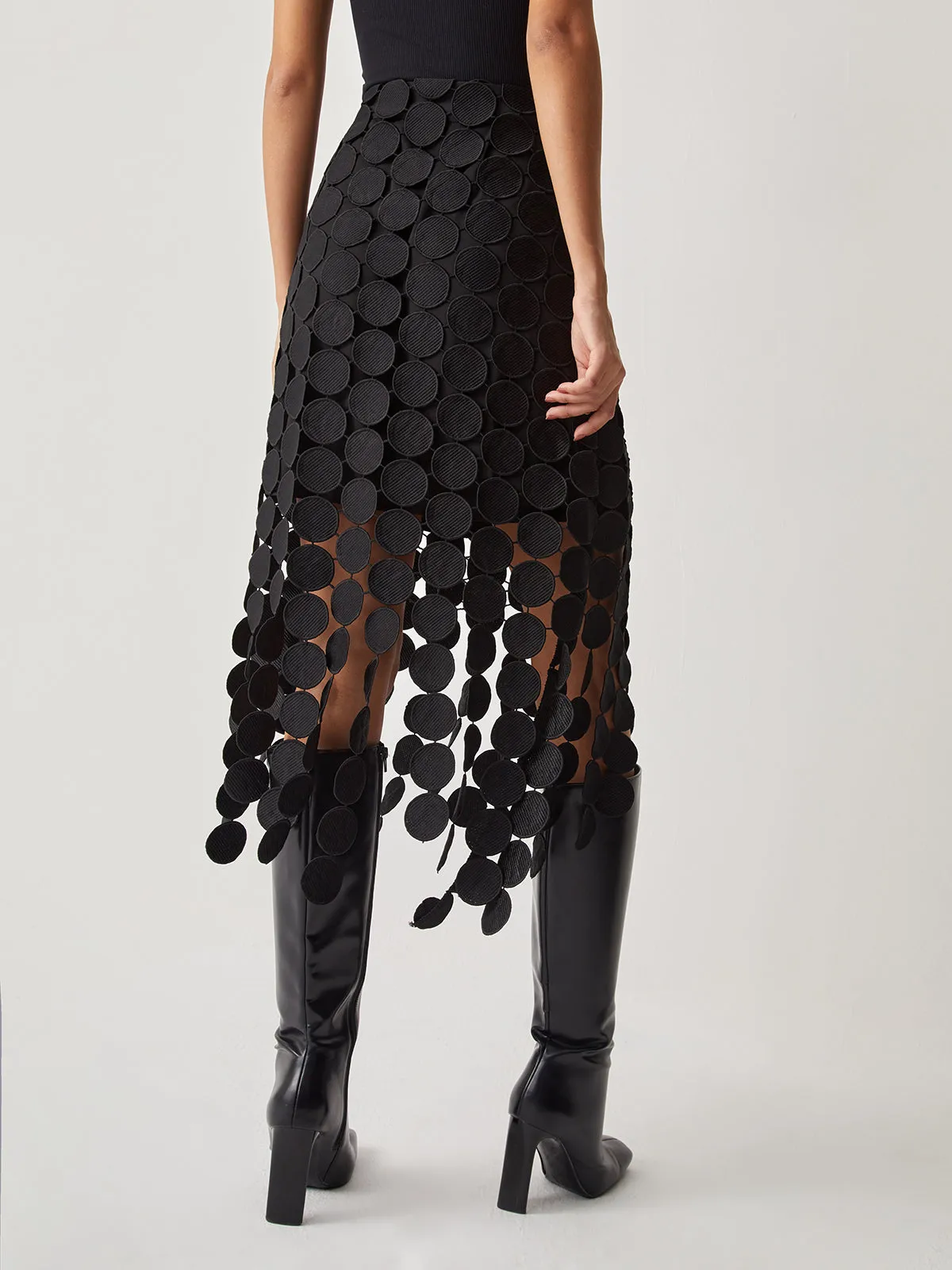 Laser Cut Multi Trendy Circle Double Layered Skirt