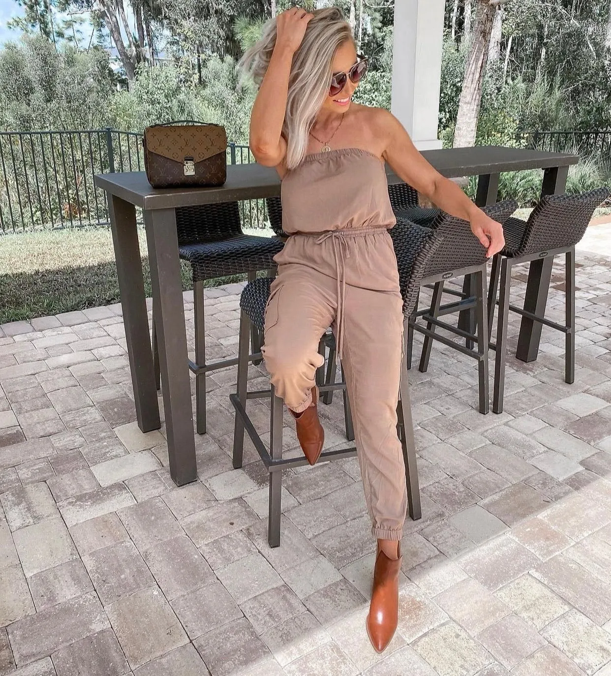 Le Lis Strapless Drawstring Jumpsuit NWT- Size S