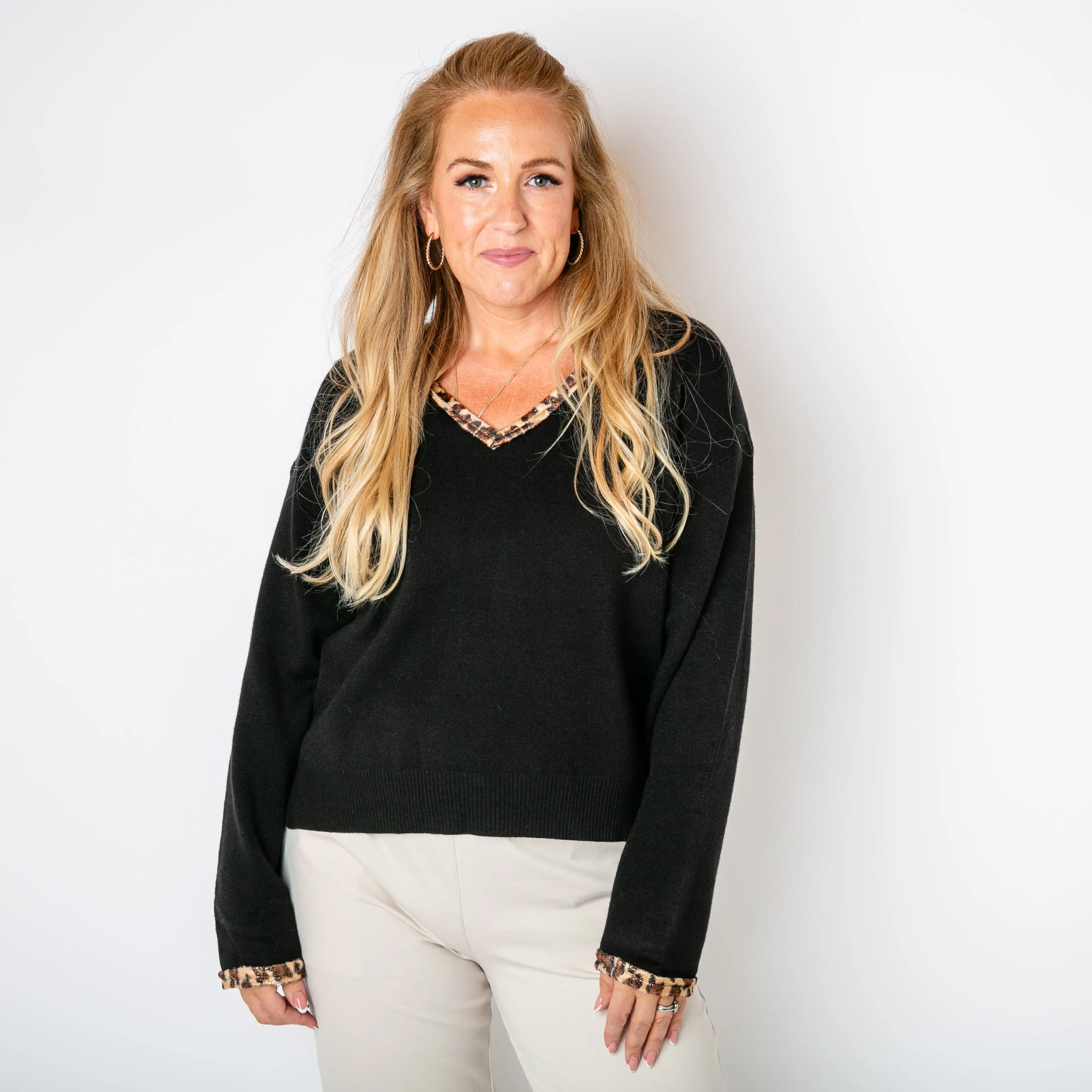 Leopard Trim Jumper