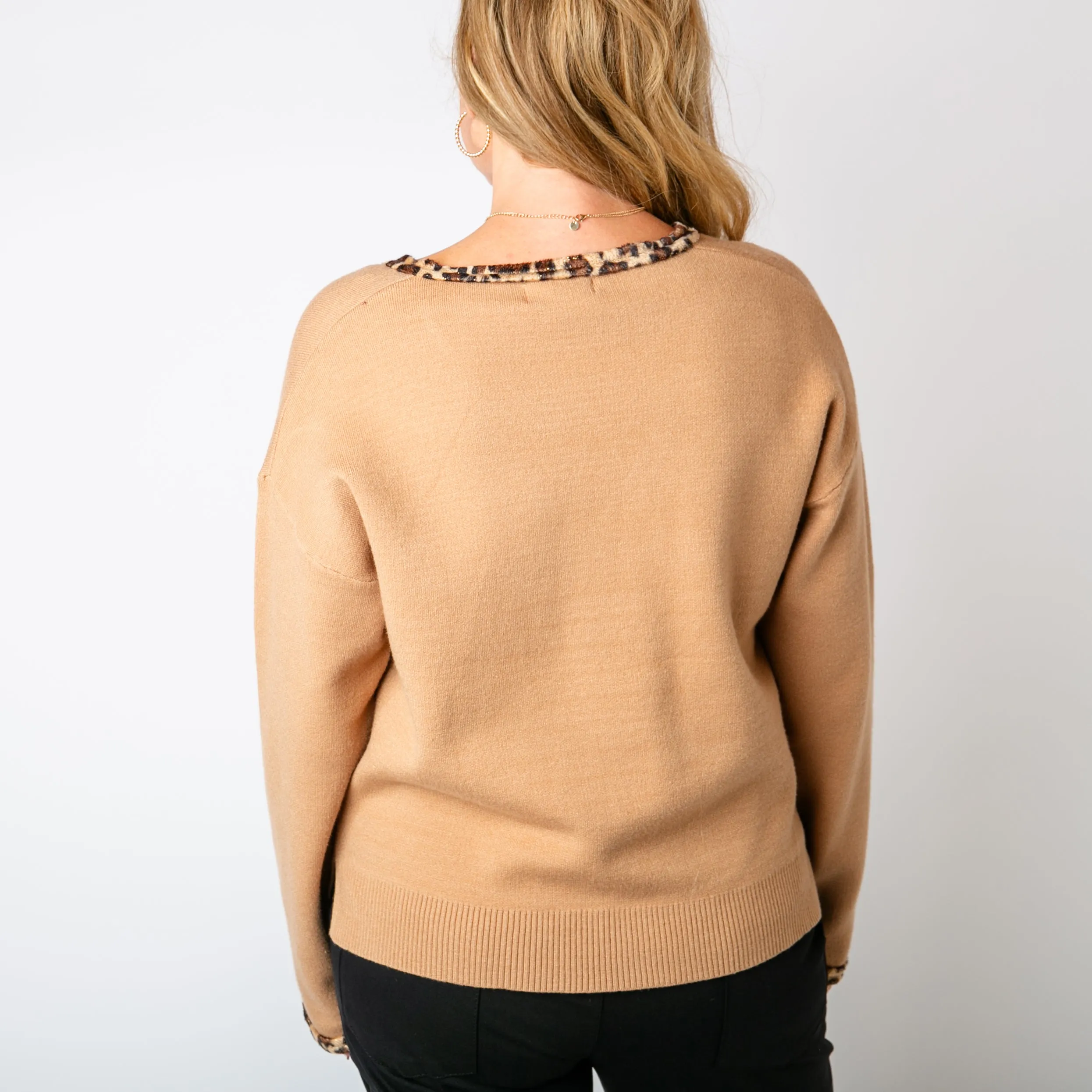 Leopard Trim Jumper