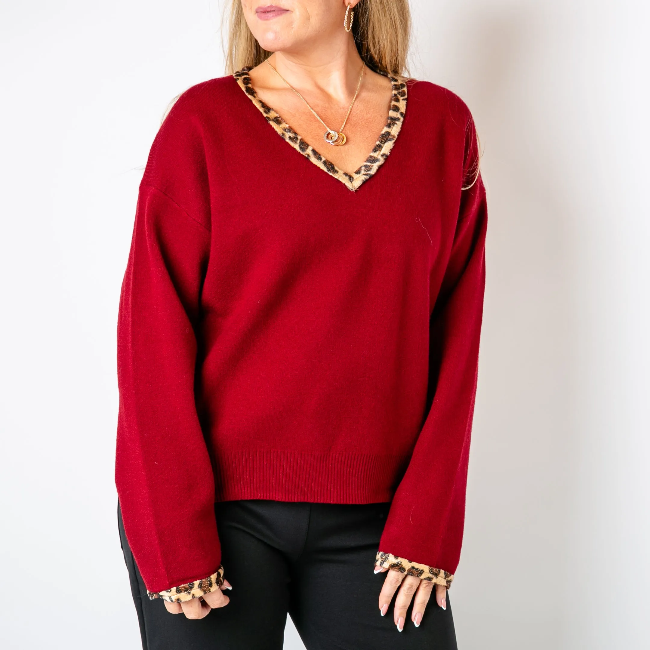 Leopard Trim Jumper