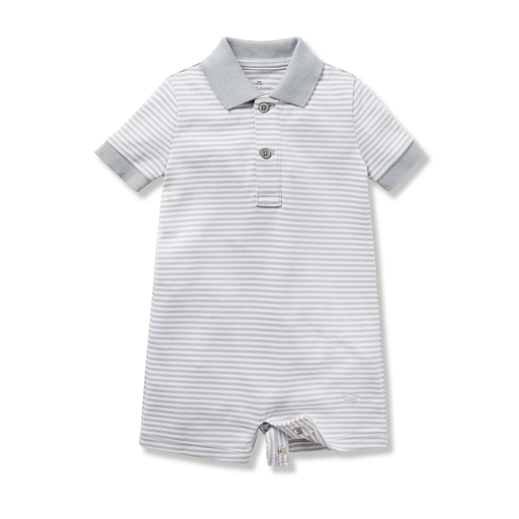 Louis Pima Play Romper Grey Stripe