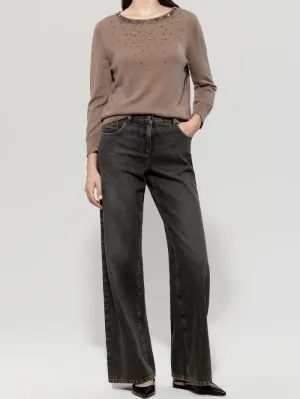 Luisa Cerano Women's Fine Knit Jumper With Glittering Stones 118608 5923 Col 0750