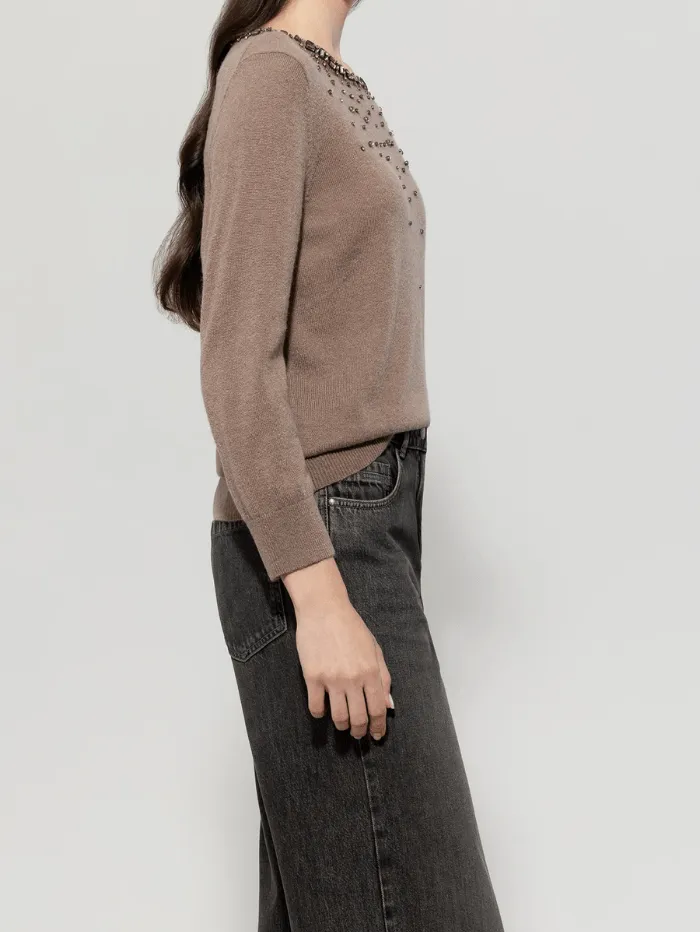 Luisa Cerano Women's Fine Knit Jumper With Glittering Stones 118608 5923 Col 0750