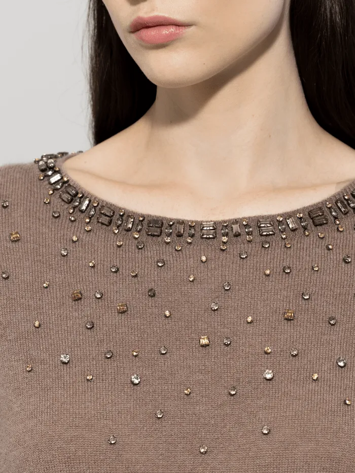 Luisa Cerano Women's Fine Knit Jumper With Glittering Stones 118608 5923 Col 0750