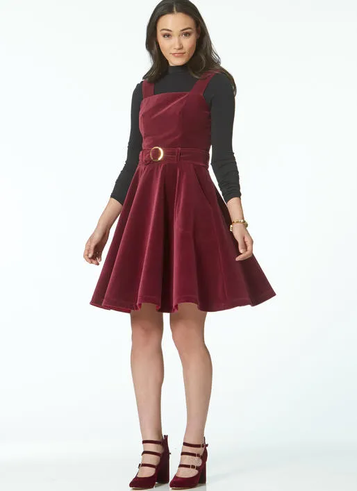 M7626 Misses' Dresses, Belt, Romper, and Jumpsuit with Pockets