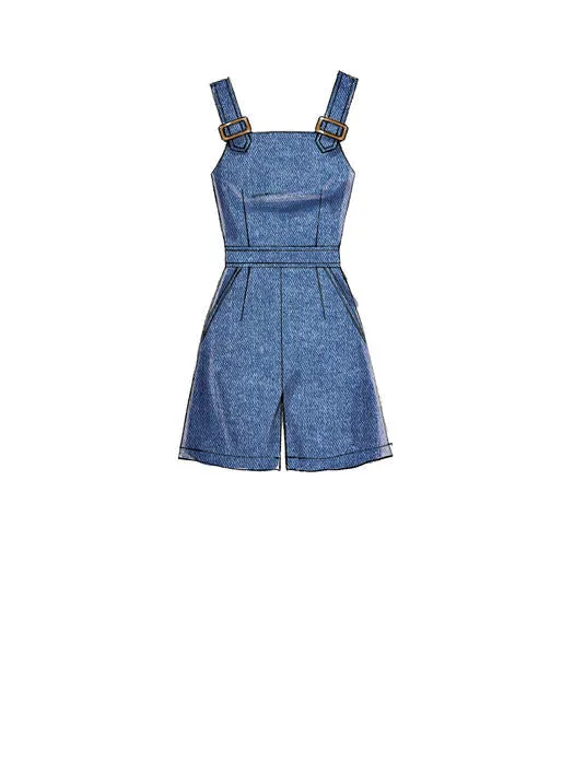 M7626 Misses' Dresses, Belt, Romper, and Jumpsuit with Pockets