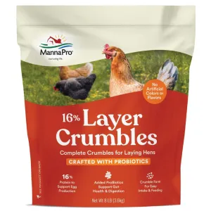 Manna Pro 16% Layer Crumbles with Probiotics for Laying Hens (8 lb)