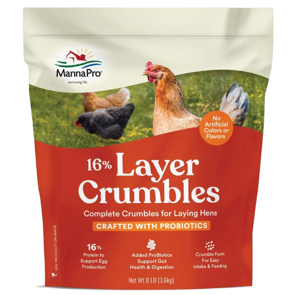 Manna Pro 16% Layer Crumbles with Probiotics for Laying Hens (8 lb)