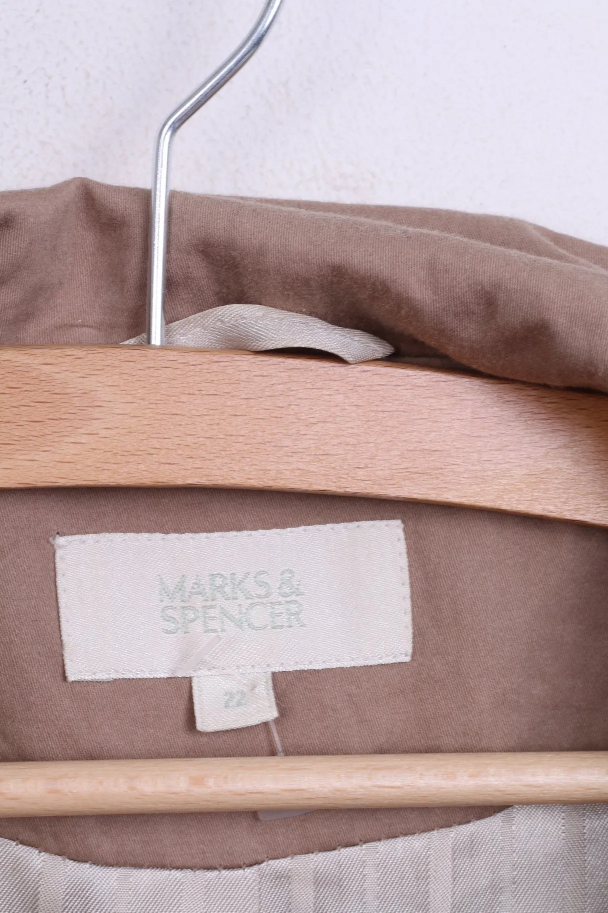 MARKS & SPENCER Womens 22 3XL Coat Long Beige Double Breasted