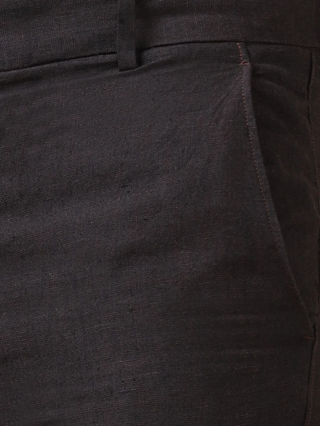 Men Linen Trim Fit Pant Black - PL01