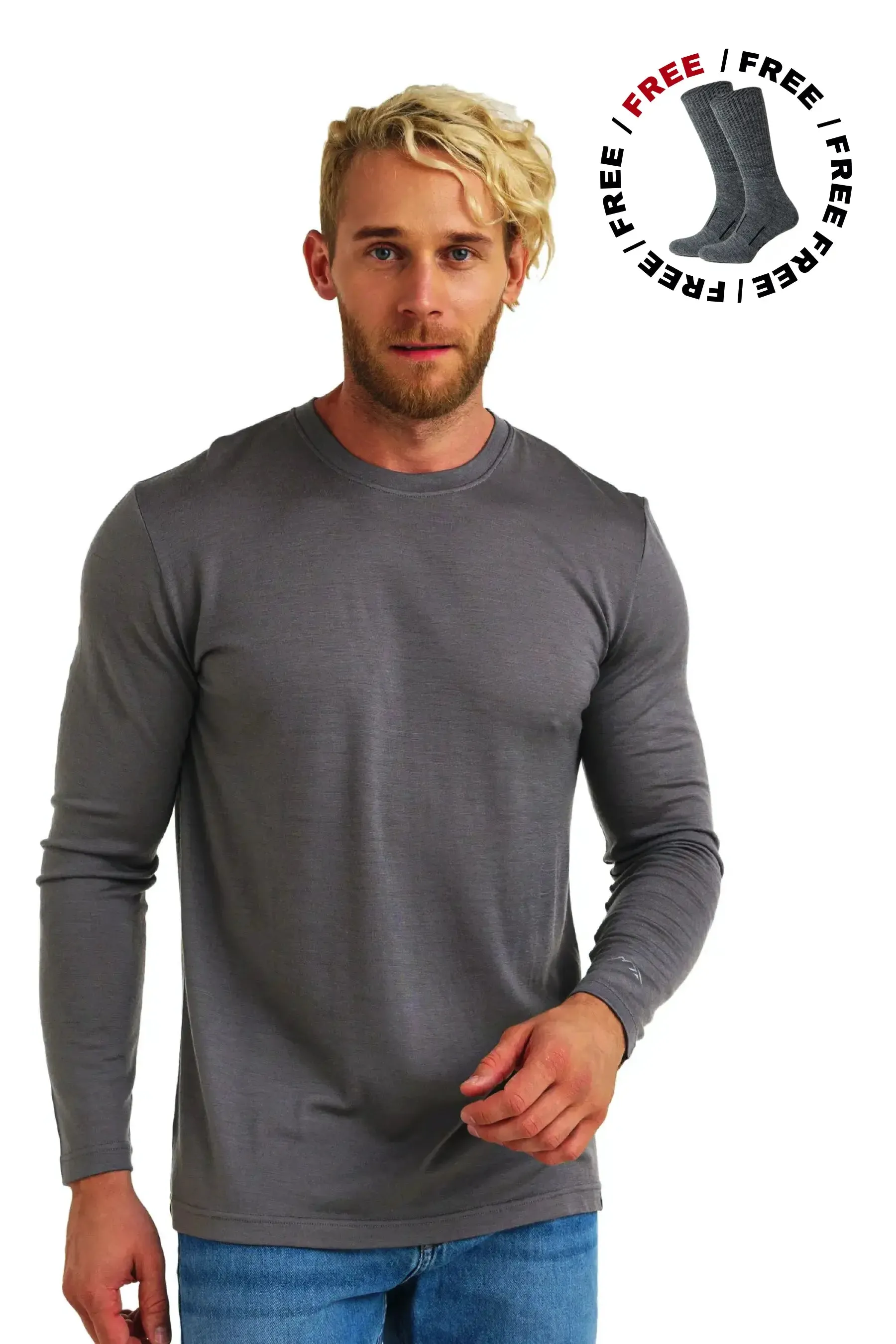 Men's Merino Long Sleeve 165 Perfect Grey  Socks