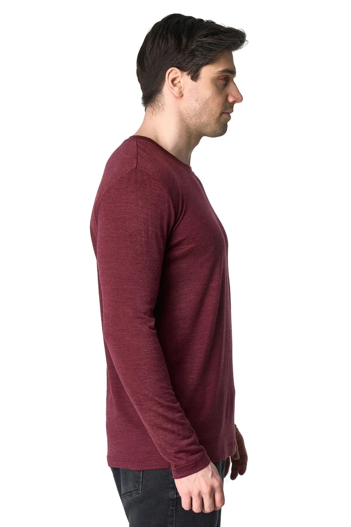Men's Merino Long Sleeve 190 Burgundy Wine