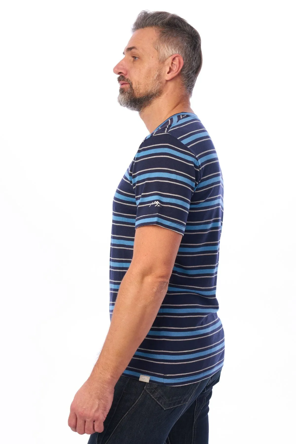 Men's Merino Sport T-shirt Black Sky Stripe