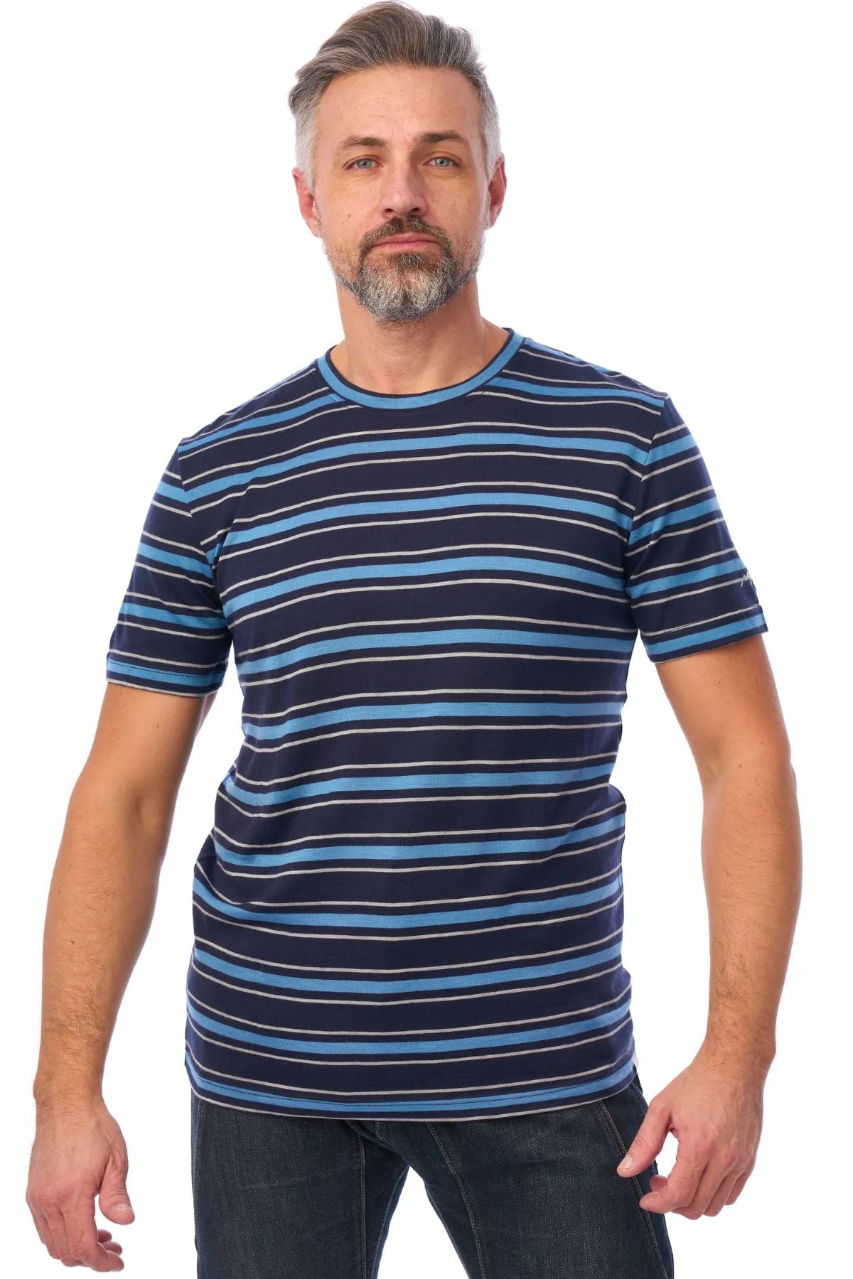 Men's Merino Sport T-shirt Black Sky Stripe