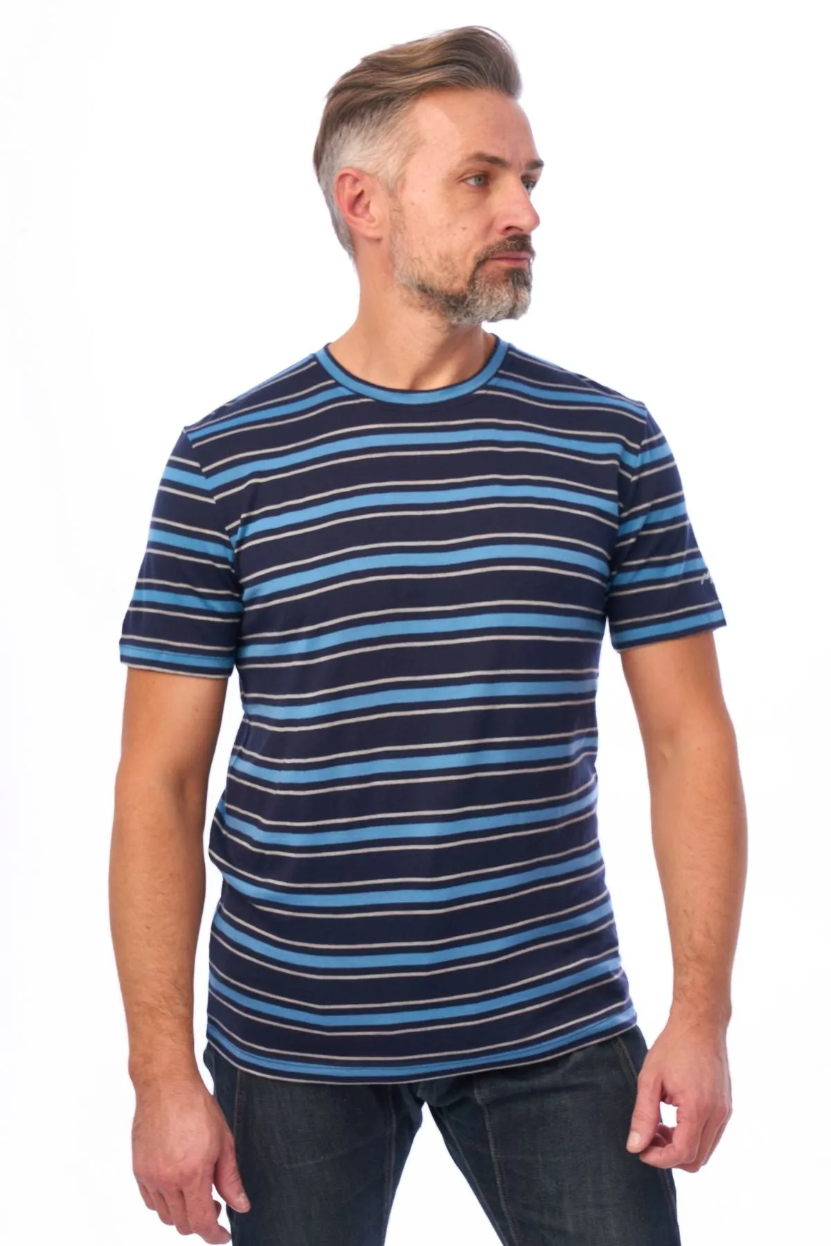 Men's Merino Sport T-shirt Black Sky Stripe